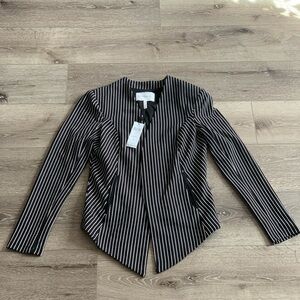 BCBGeneration Black and White Pinstripe Open-Front Blazer size M